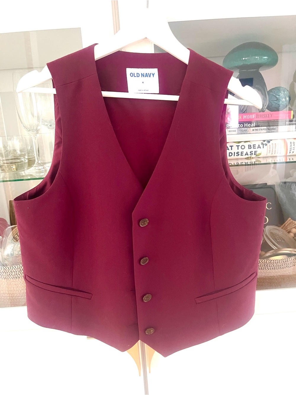 Old Navy Deep Burgundy Sleeveless Button Vest